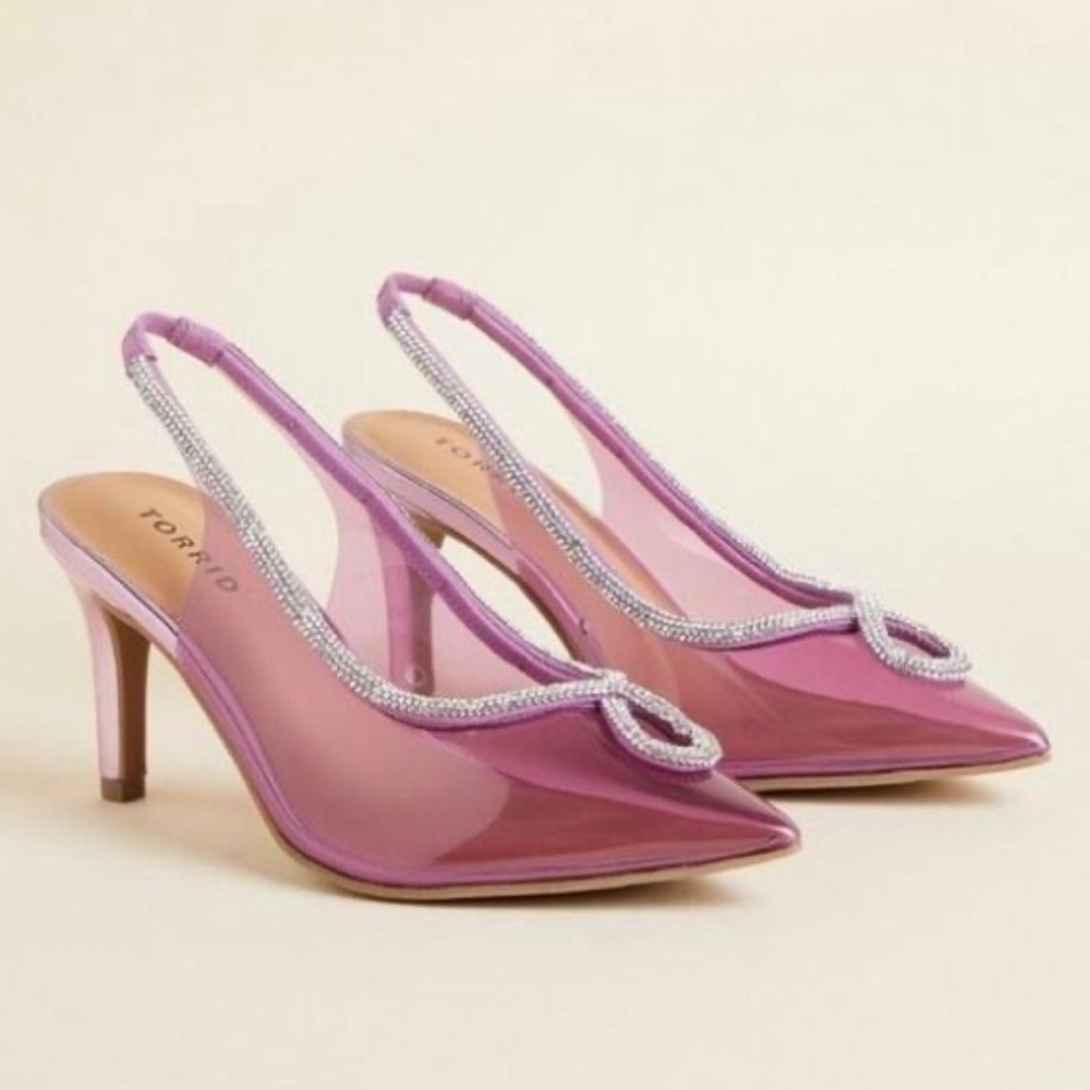 Torrid Pink and Silver Slingback Heels